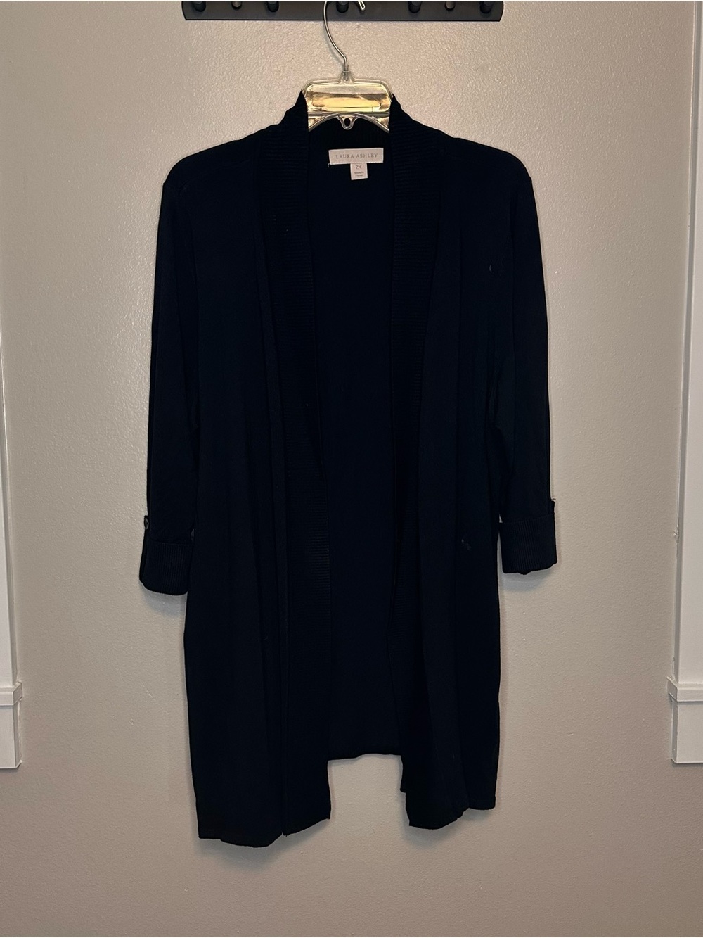Laura Ashley Black Open-Front Women's Cardigan